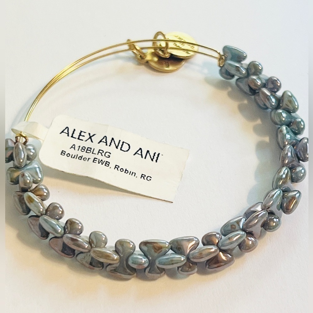 Alex and Ani “Boulder” Expandable Bracelet in Robin, Gold Finish.